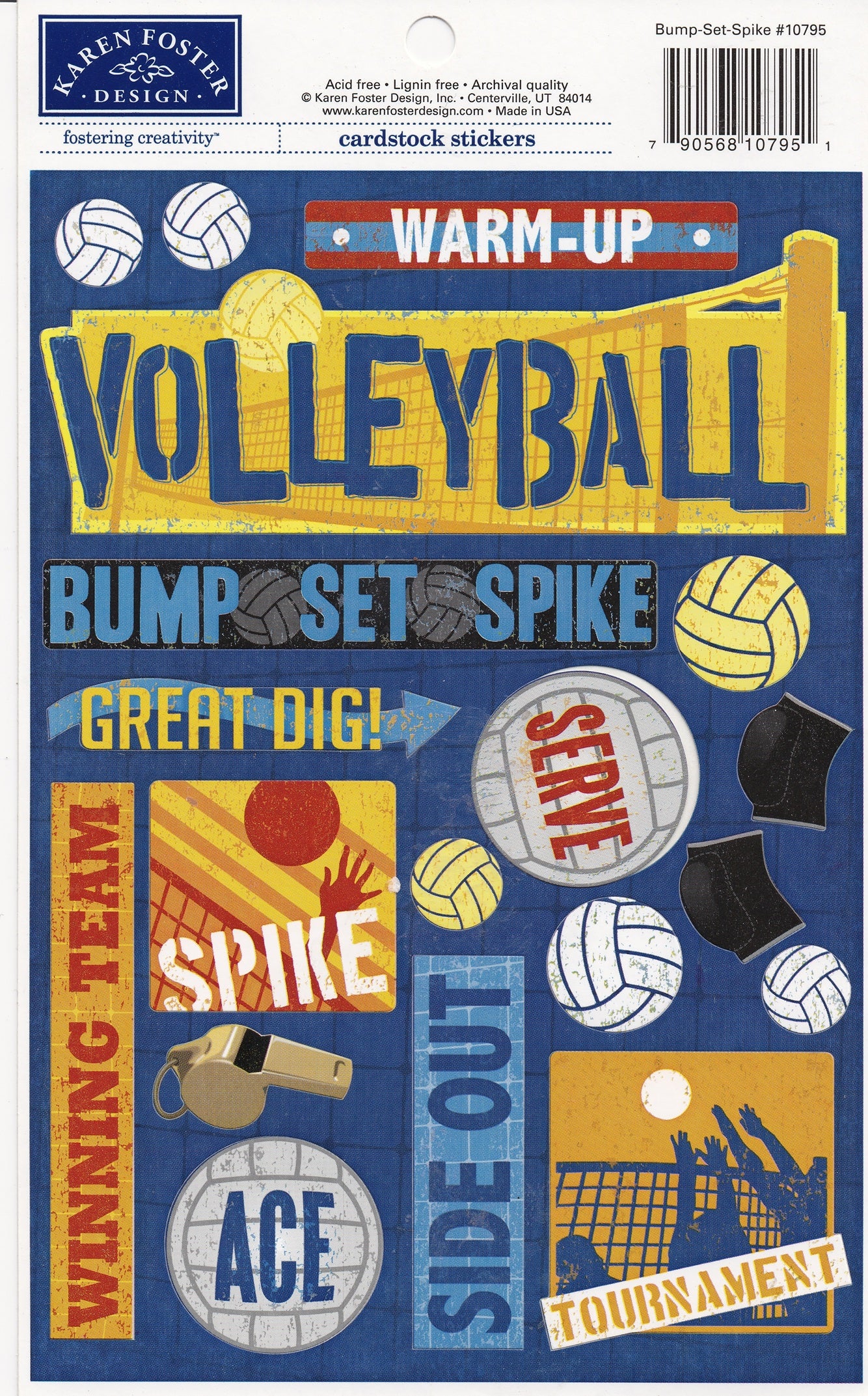 Karen Foster Volleyball Bump Set Spike Stickers