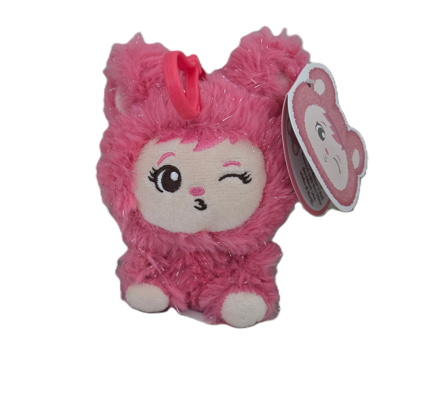 Bright Pink LaBabies Sparkle Plush Bear Clip