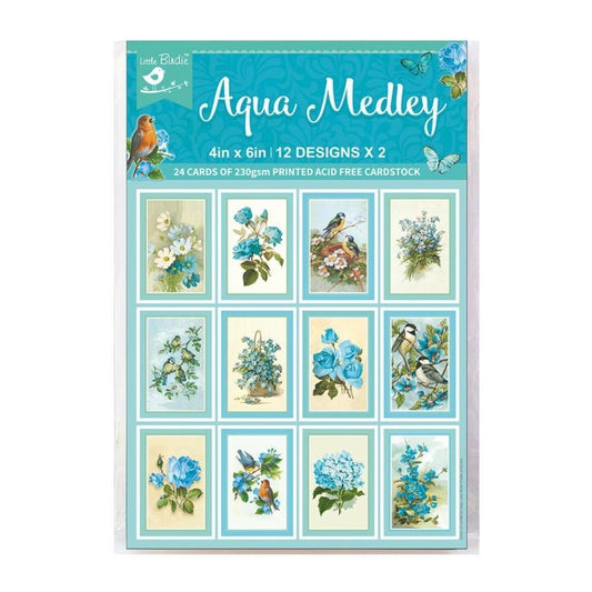Little Birdie Aqua Medley Journaling Cards