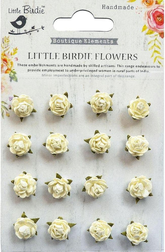 Little Birdie Beaded Micro Roses 16/Pkg-Moon Lights