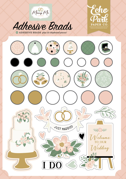 Marry Me Wedding Adhesive Brads