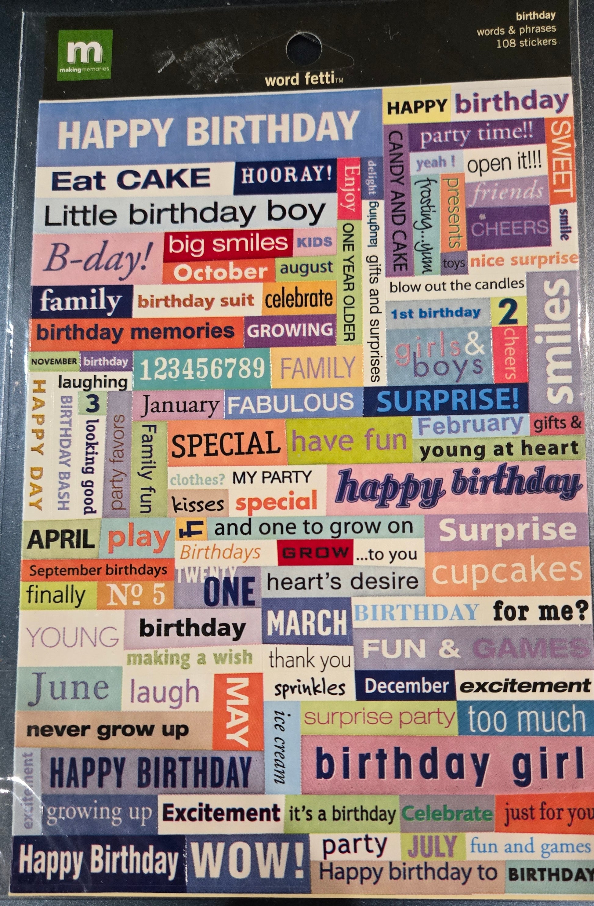 Making Memories Birthday Word Fetti Stickers