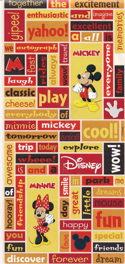 Mickey and Minnie Mouse Word Stickers