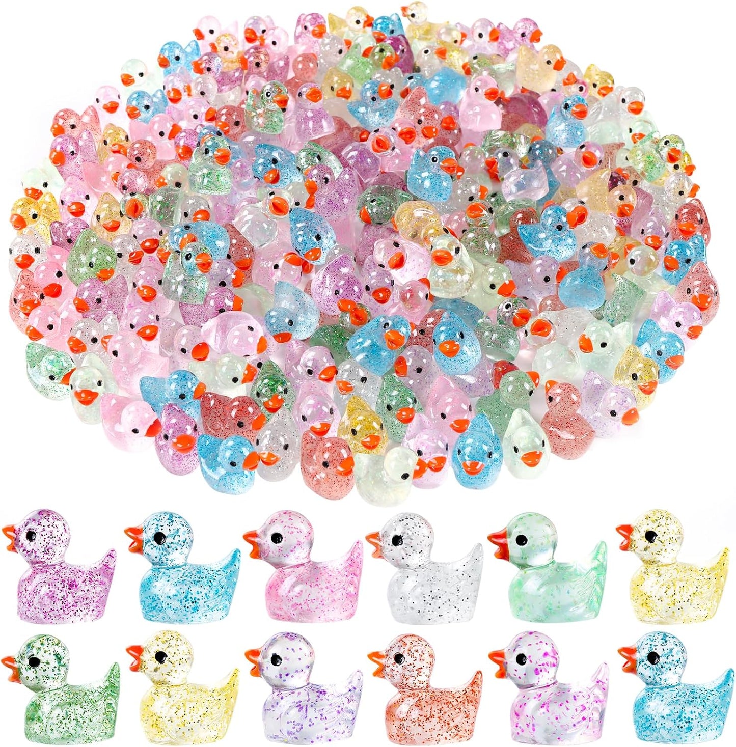 Mini Glitter Translucent Ducks - 25pc