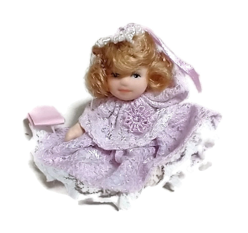 Crocheted Dress Miniature Porcelain Doll