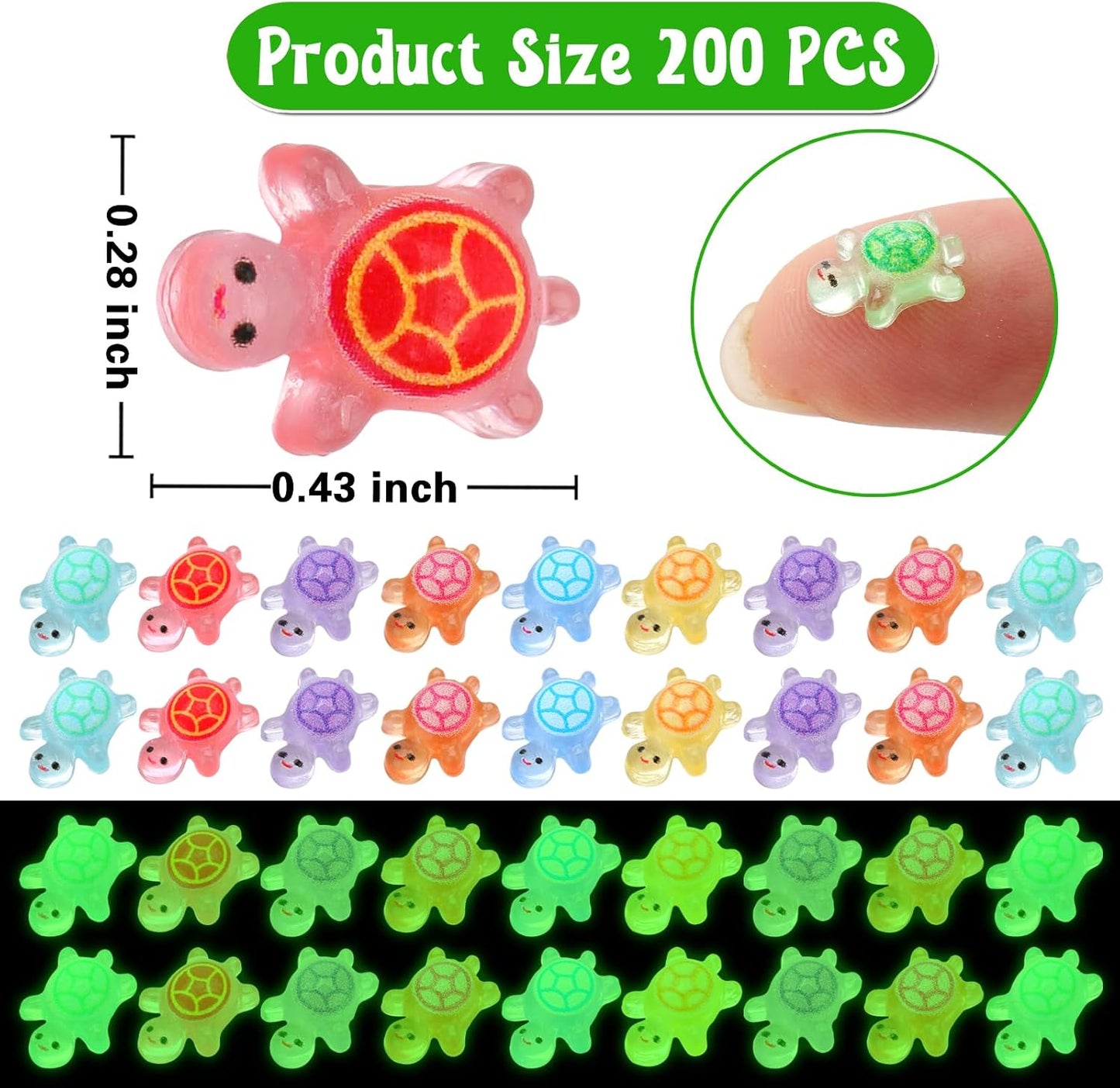 Mini Resin Turtles Luminous Glow in the Dark - 25pc