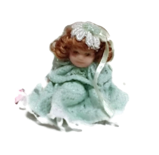 Miniature Porcelain Doll - Mint Green
