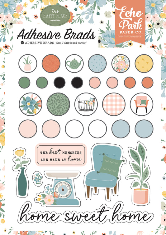 Our Happy Place Adhesive Brads by Echo Park
