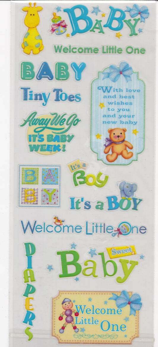 Glitter Baby Boy Stickers