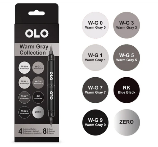 OLO Warm Gray Alcohol Markers - 8 Colors 4Pc. Set 9