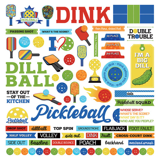 Pickleball Scrapbook Stickers