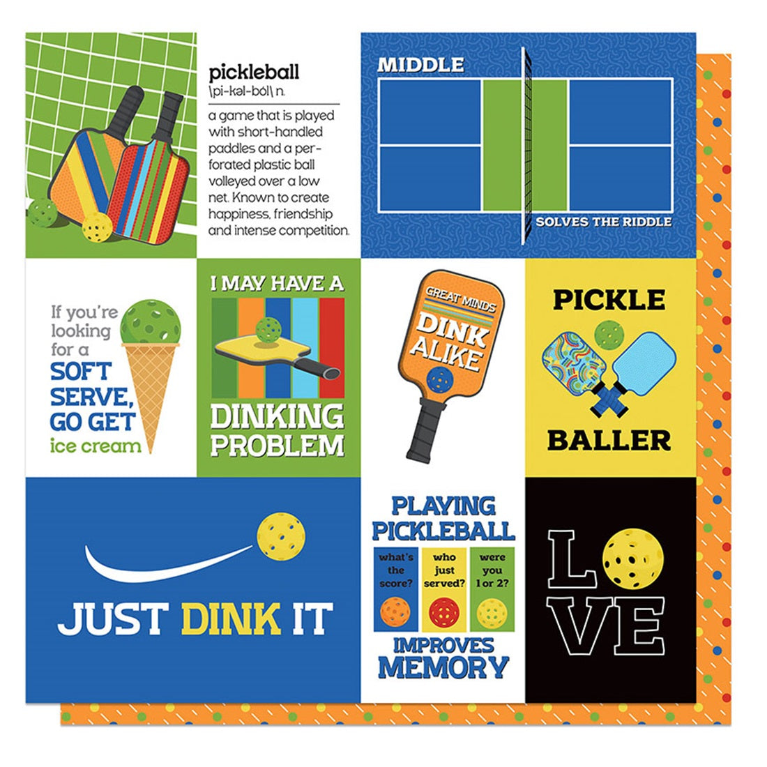 Photo Play Pickleball Dilliball Scrapbook Paper