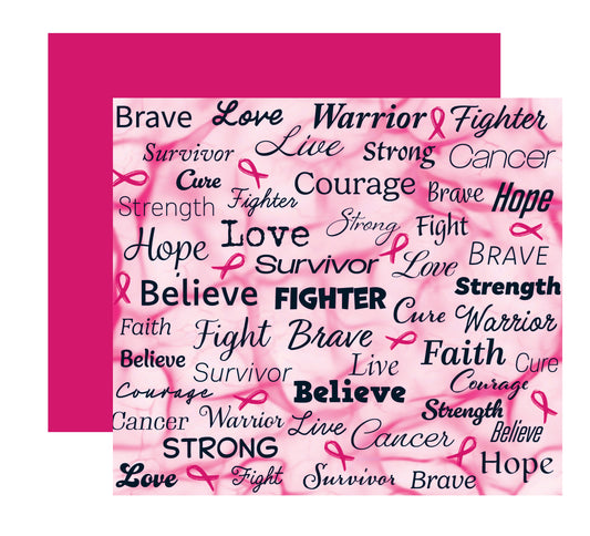 Breast Cancer Words Scrapbook Paper