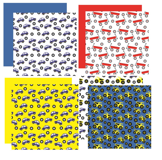 Playtime Scrapbook Paper Assortment Set Cars Trucks and Wagons
