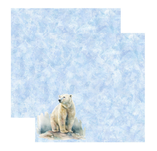 Watercolor Polar Bear Scrapbook Paper