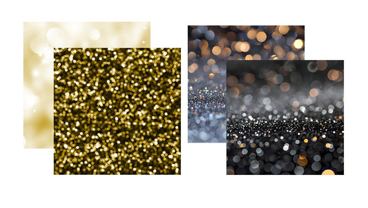 Black Copper Gold Bokeh 12X12 Scrapbook Paper Assortment Set