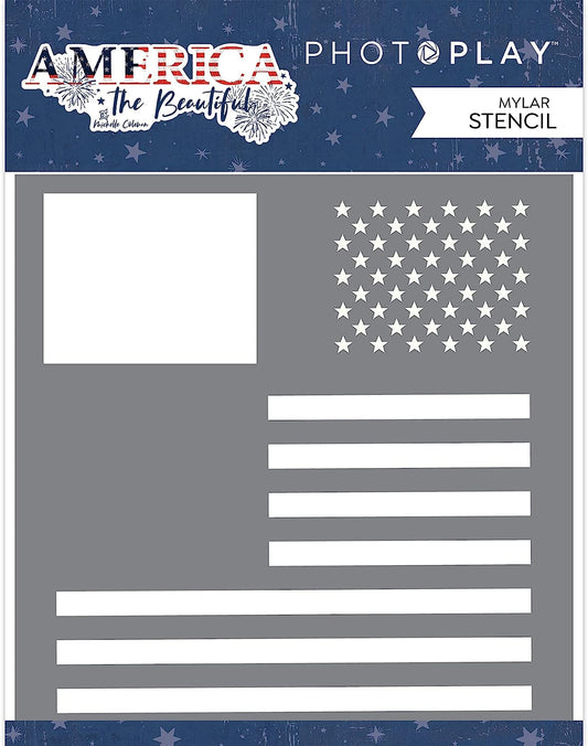 America the Beautiful USA Flag Stencil