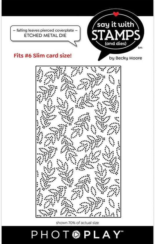 Photo Play Say it with Stamps Mini Slim Falling Leaves Pierced Coverplate Die