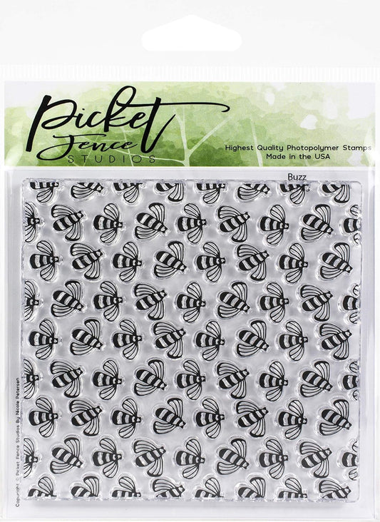 Picket Fence Bees Buzz 4x4 Stamp
