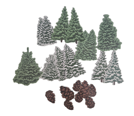 Pine Trees Die Cut Stickers Set