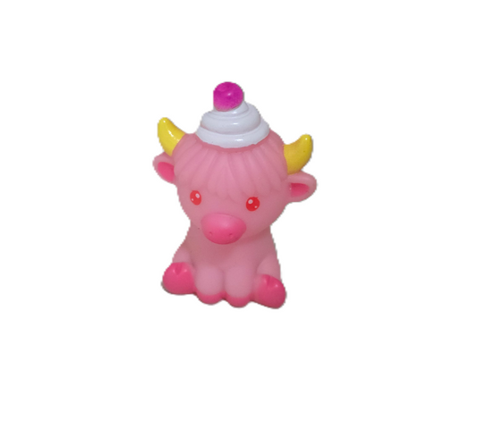 Pink Highland Cow Plastic Figure