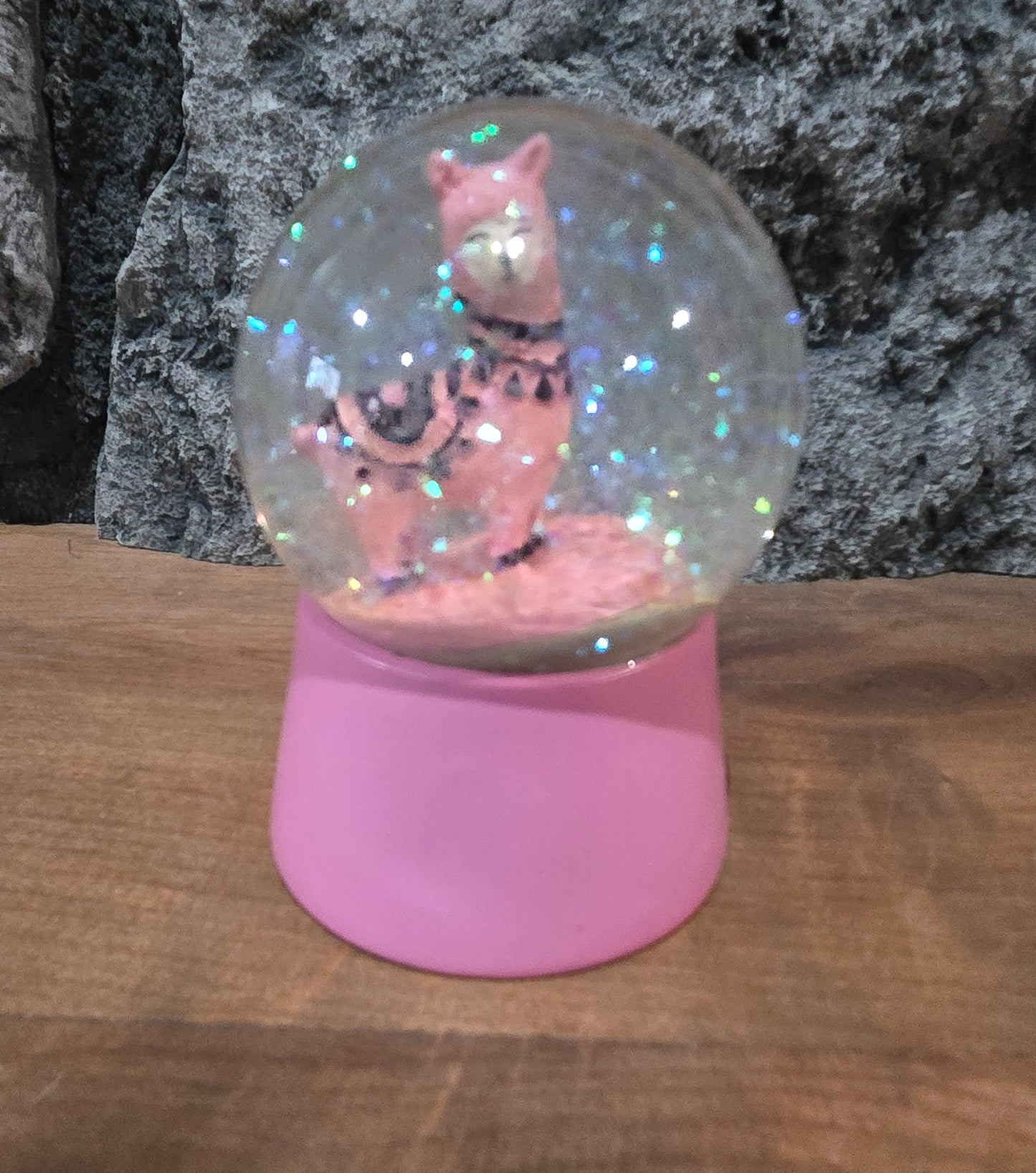 Pink Llama Glitter Snow Globe