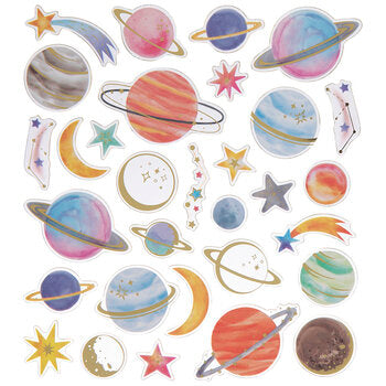 Planets and Stars Foiled Outer Space Stickers Sheet - 31 Pieces ...