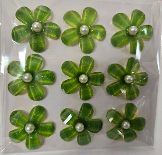 Green Acrylic Pearl Blossom Flowers