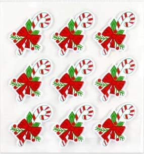 Puffy Candy Cane Stickers
