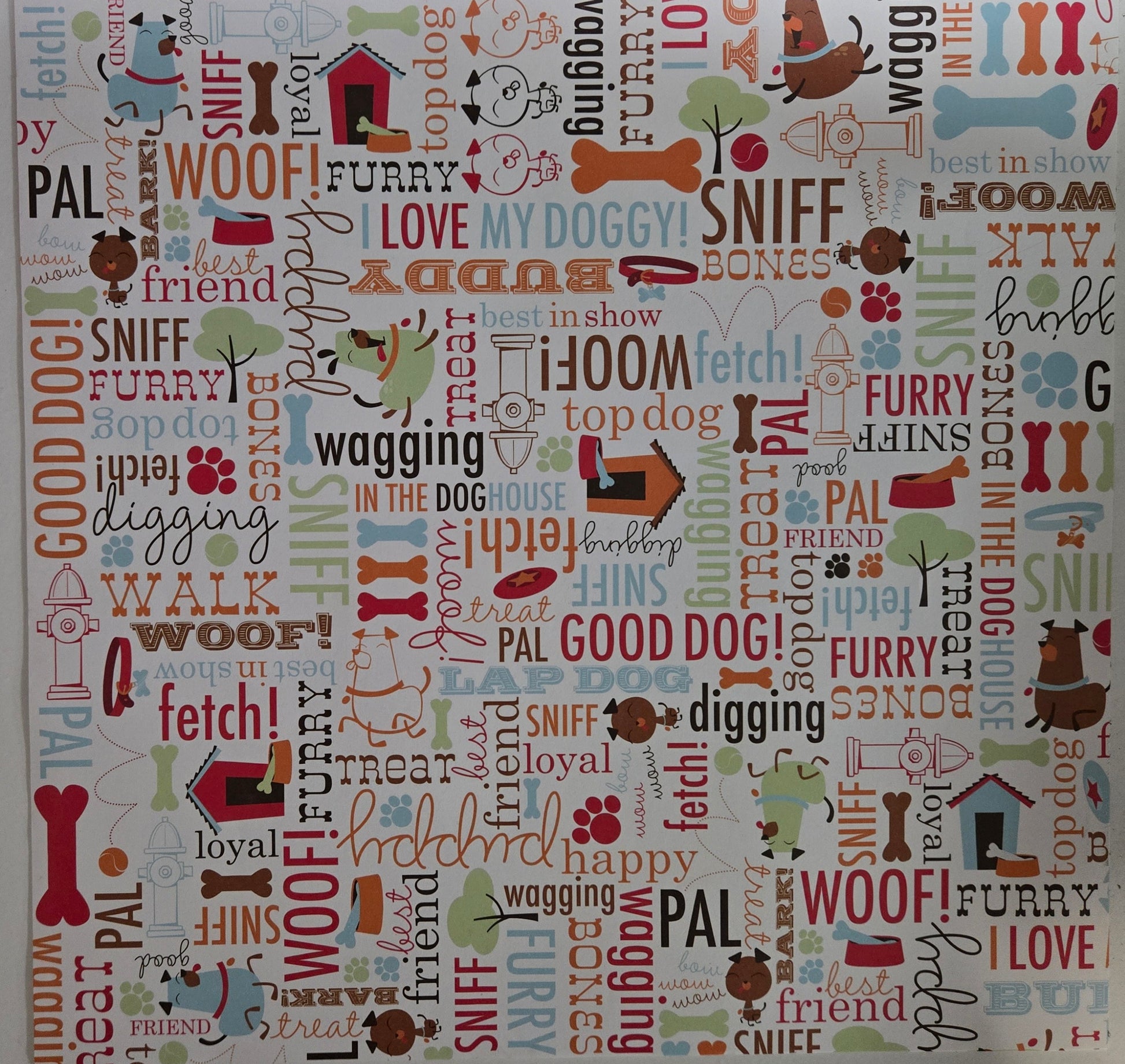 Dog Word Scrapbook Paper