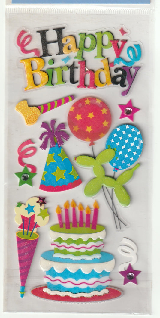 Bright Colored Happy Birthday Stickers
