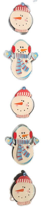 Snowmen Stickers Glittered - 5 Pieces