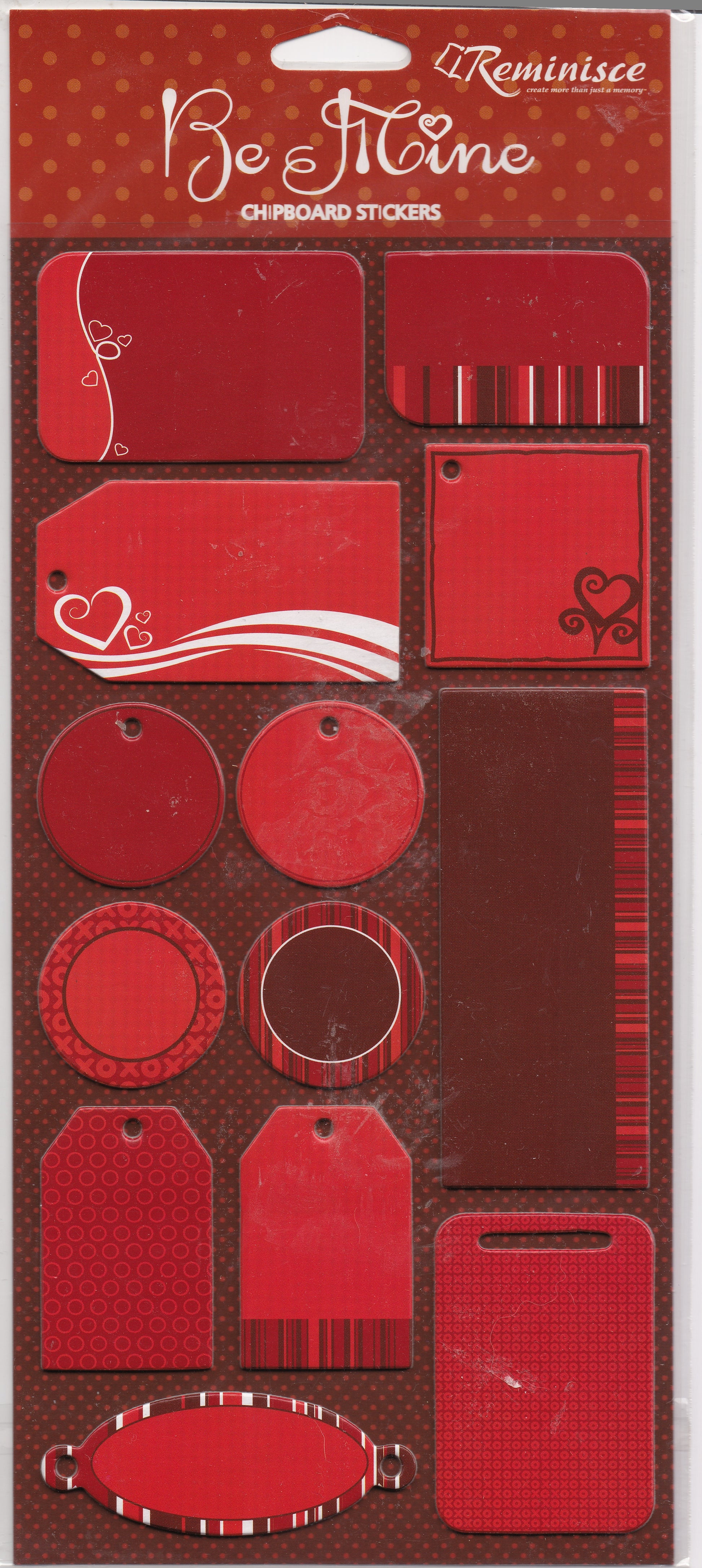Reminisce Be Mine Chipboard Tag Stickers