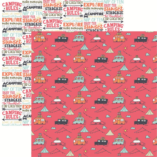 Reminisce Camping Life - Happy Camper Scrapbook Paper