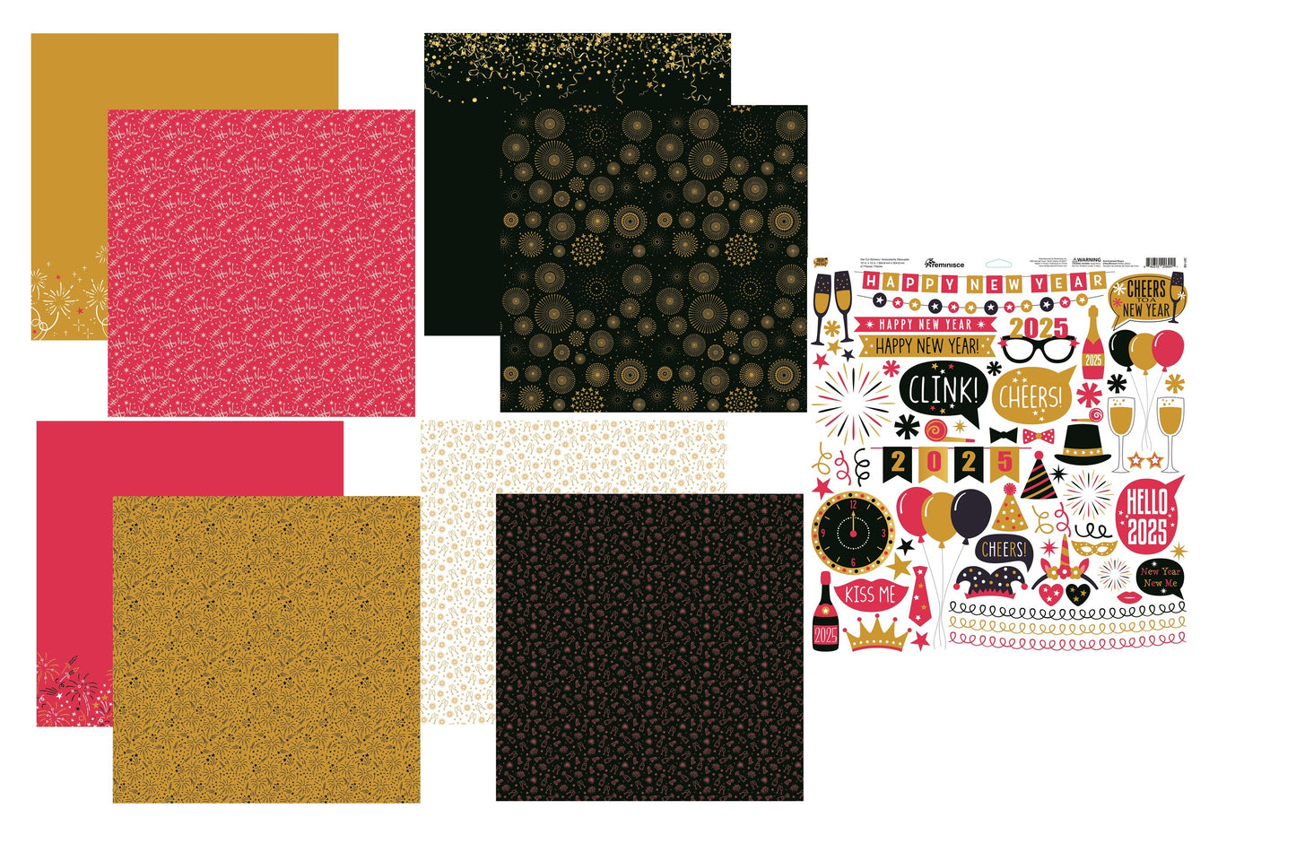 Reminisce Cheers to a New Year Papers and Stickers Set