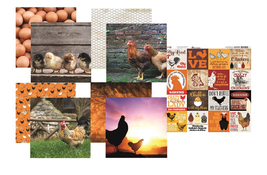 Reminisce Chicken Life Scrapbook Papers and Stickers Set