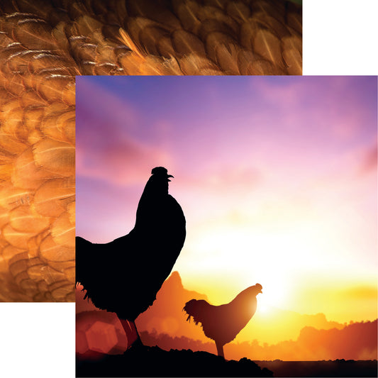 Reminisce Chicken Life Sunrise on the Farm Scrapbook Paper