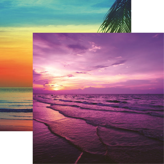 Reminisce Coastal Serenade Purple Sunset Scrapbook Paper