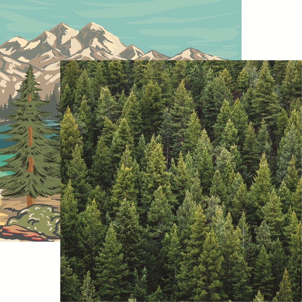 Reminisce Colorado Evergreen Trees Scrapbook Paper