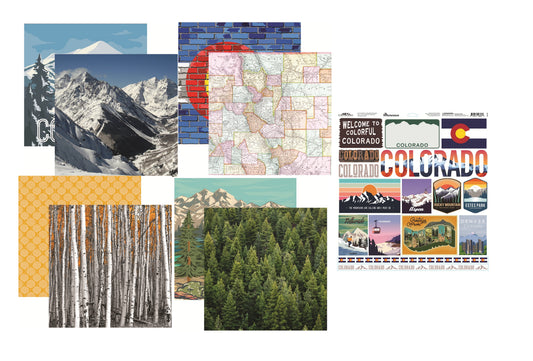 Reminisce Colorado Scrapbook Papers and Stickers Set