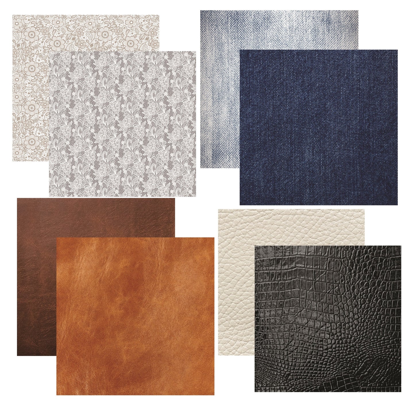 Reminisce Denim Leather and Lace Scrapbook paper Assortment Set