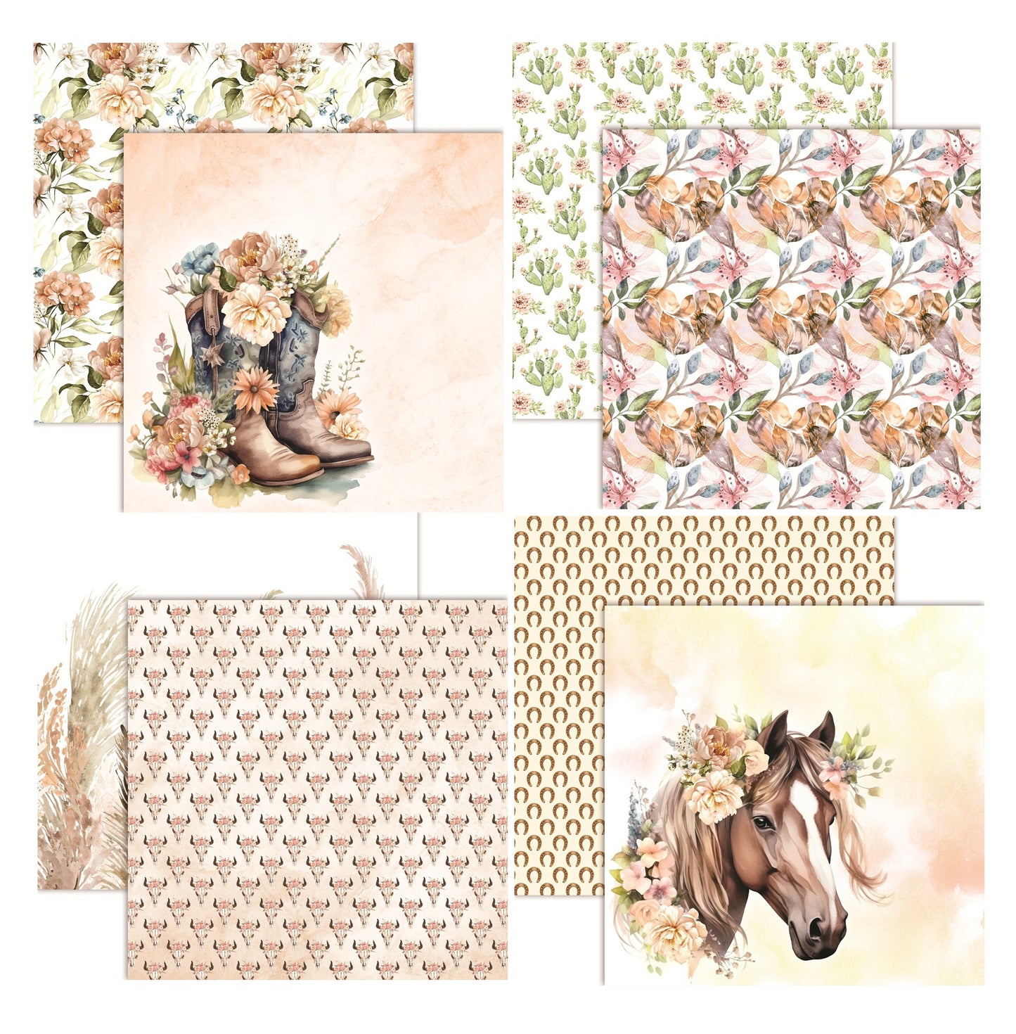 Desert Rose12X12 Travel Scrapbook Paper Assortment Set - 4 Sheets