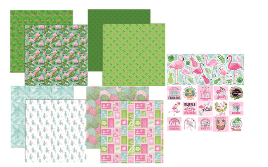 Reminisce Flamingo Beach Scrapbook Papers and Stickers Set