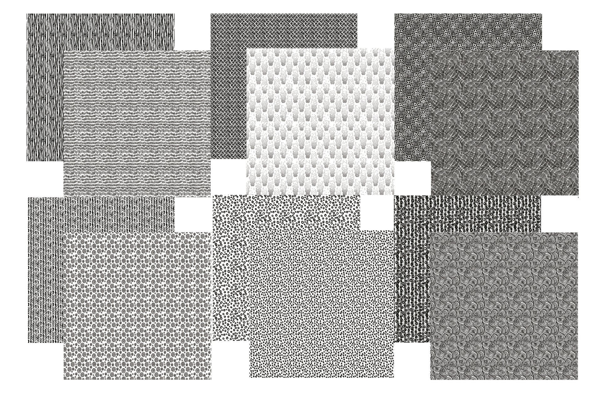 Hand Drawn - 12x12 Cardstock Paper Assortment Set - 6 Sheets