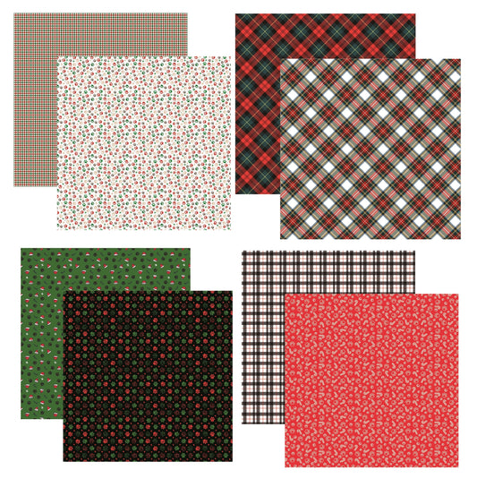 Happy Pawlidays Christmas 12x12 Scrapbooking Paper Assortment Set - 4 Sheets