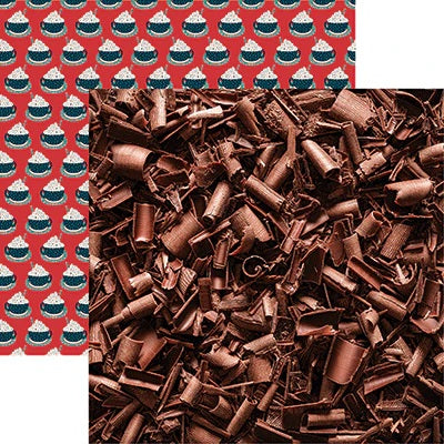 Reminisce Hot Cocoa Chocolate Shavings Scrapbook Paper