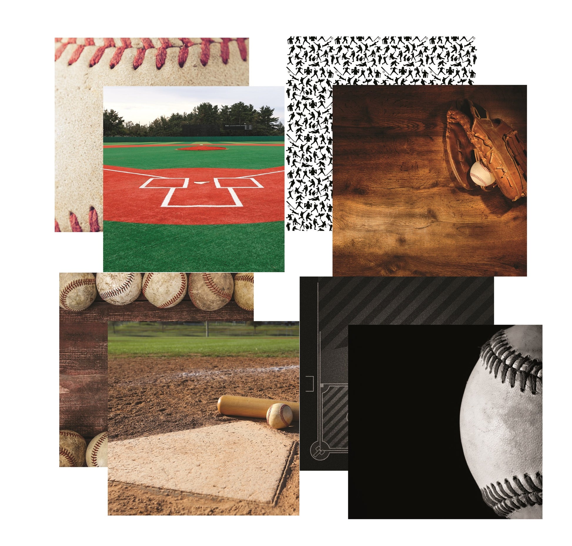 Reminisce Lets Play Baseball Scrapbook Papers Set