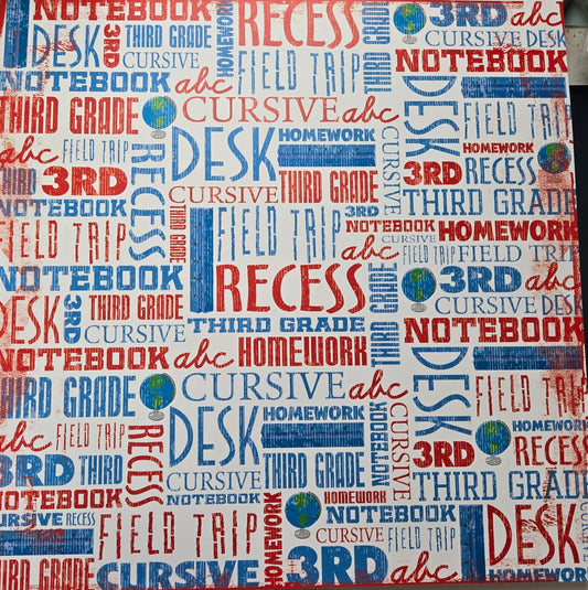 Making the Grade - Third Grade Scrapbook Paper 12x12 - MTG-004