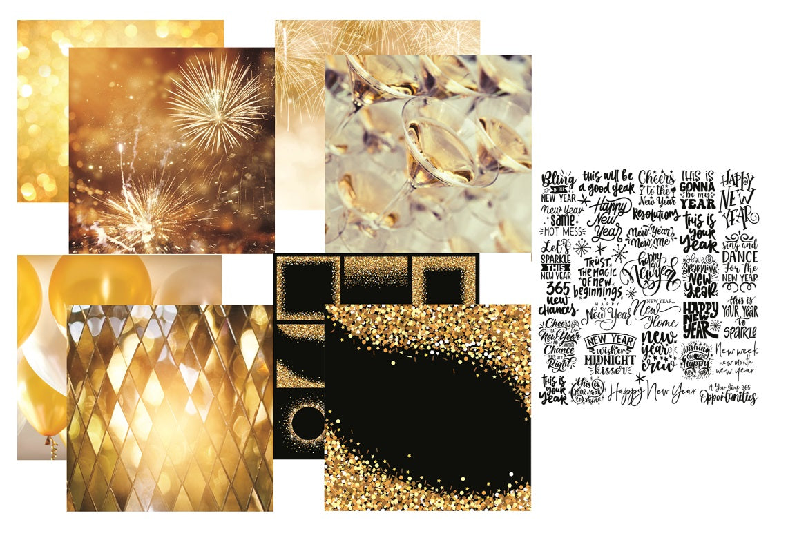 Reminisce New Year Celebration Papers and Stickers Set