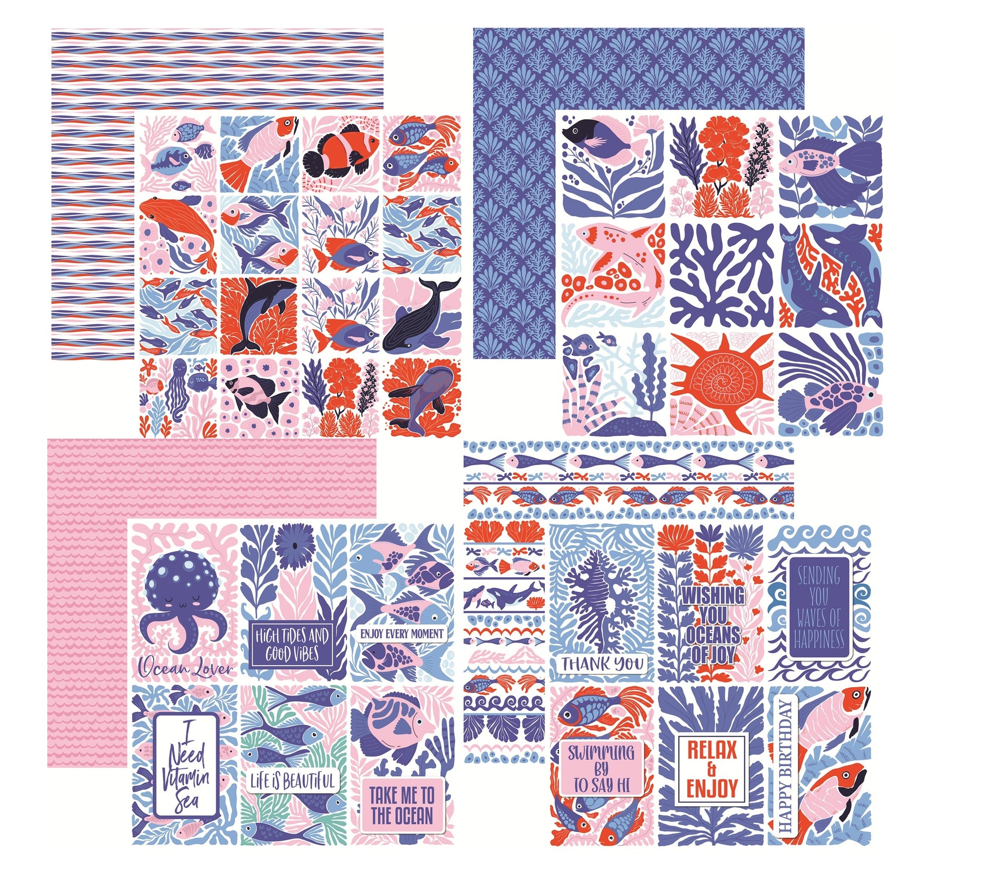 Reminisce Ocean Market Scrapbook Paper Assortment Set